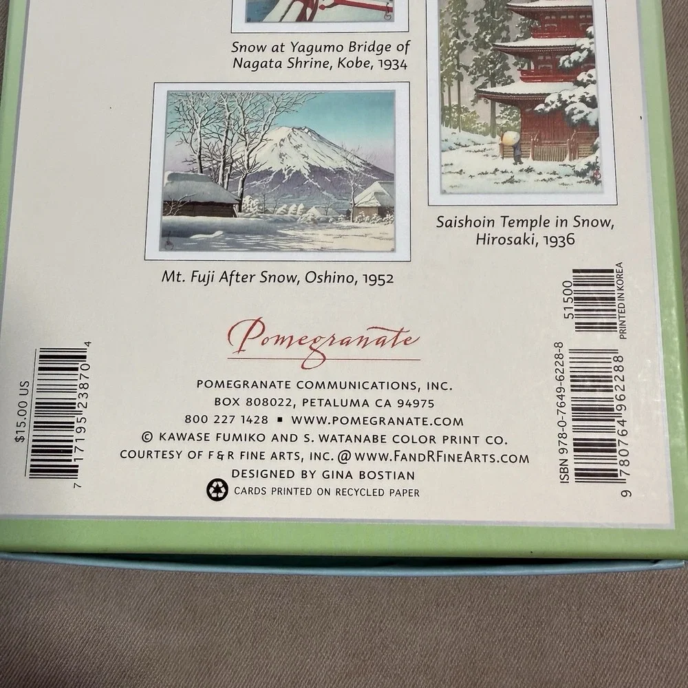 Kawase Hasui  Boxed ‎ Holiday Cards  20 cards and envelopes